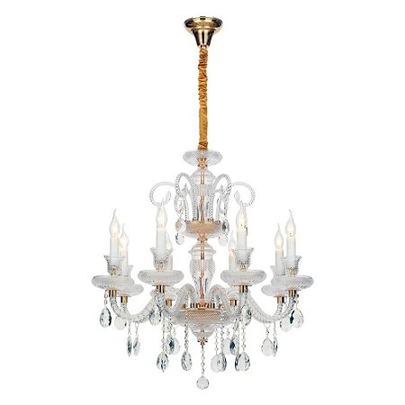 Lustre Elysee Dourado e Transparente (d)72cm (a)78cm 8xe14