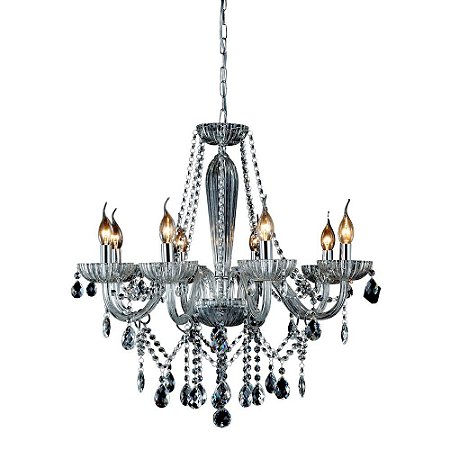 Lustre Anjou 8 braços 8xe14 D68cm - Vidro Translúcido