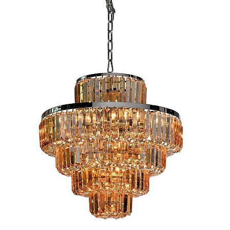 Lustre Dijon Cristal Ambar / Metal  Cromado 54cm AQ009MA