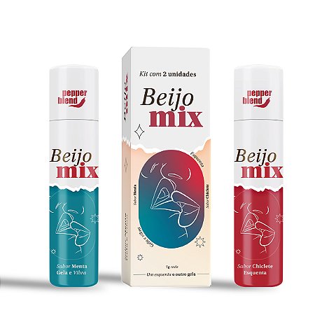 Kit Beijo Mix 7g Menta Gela Vibra Chiclete Esquenta Gel Comestível Roll-On Pepper Blend (VAL. 02/26)