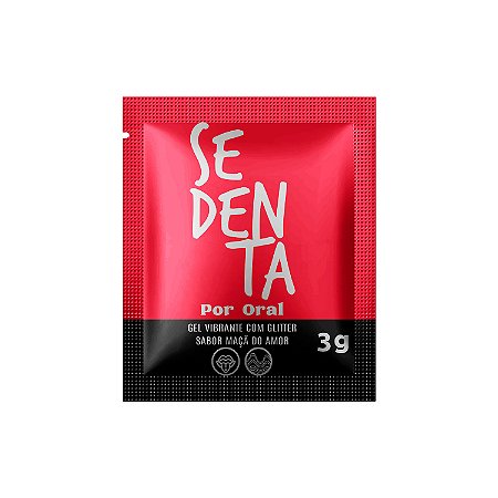 Sachê Sedenta Por Oral Maçã do Amor 3g Gel Vibrante Comestível com Glitter Pepper Blend
