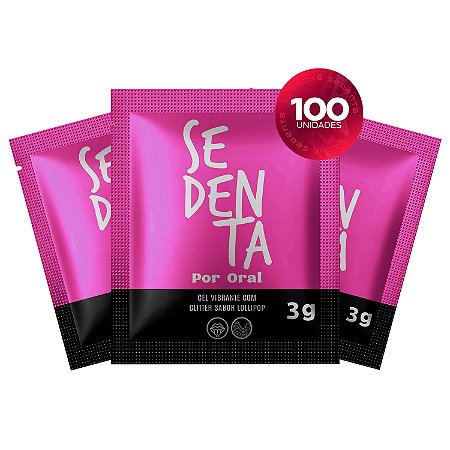 Kit 100 Sachês Sedenta Por Oral Lollipop 3g Gel Vibrante Comestível com Glitter Pepper Blend