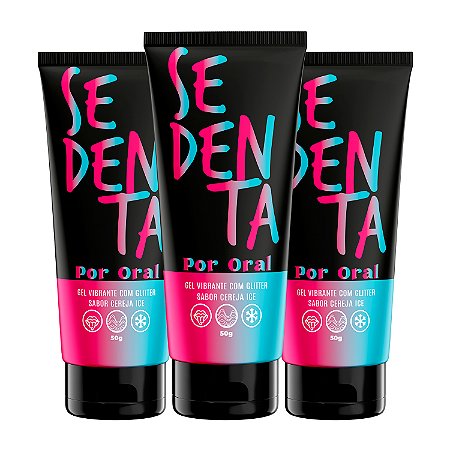 Kit Sedenta Por Oral Cereja Ice Gel Vibrante Comestível com Glitter 50g Pepper Blend
