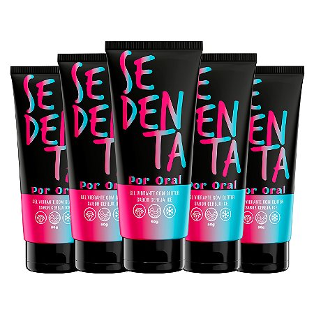 Kit Sedenta Por Oral Cereja Ice Gel Vibrante Comestível com Glitter 50g Pepper Blend