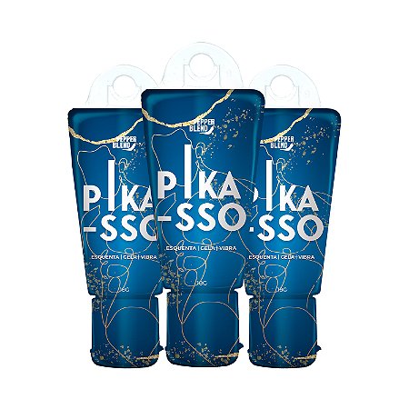 Kit Pikasso 18g Gel Excitante Comestível Esquenta, Gela e Vibra Masculino Pepper Blend