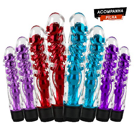 Kit Vibrador Personal Azul Rosa Vermelho e Roxo com Capa Texturizada - Importado
