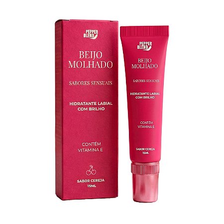 Beijo Molhado Hidratante Labial com Brilho Sabor Cereja 15ml Pepper Blend
