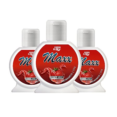 Kit Maxx Morango 20g Gel Comestível Para Oral Pepper Blend