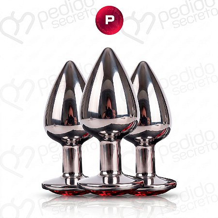 Kit Plug Tamanho P Anal Inox Pedra Joia Excita Estimula Dilata - Sexy Import