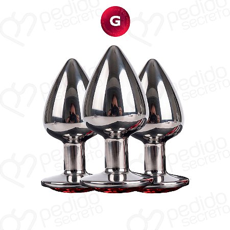 Kit Plug Anal Tamanho G Avançado Inox Pedra Joia Excita Estimula Dilata - Sexy Import