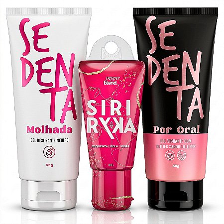 Kit 3 Produtos Sex Shop Gel Lubrificante Íntimo Sedenta Molhada 50g Excitante Feminino Oral Beijável