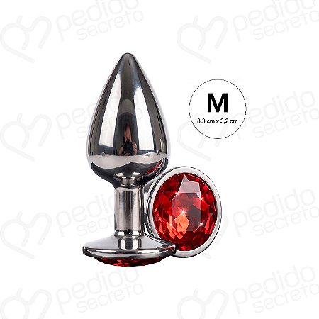 Plug Anal Tamanho M Intermediário Inox Pedra Joia Excita Estimula Dilata - Sexy Import