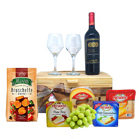 Baú Elegance Queijos e Vinho
