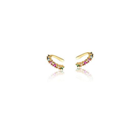 PIERCING DOURADO CRAVEJADO ZIRCONIA MULTICOLORIDA