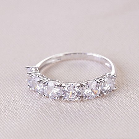 MEIA ALIANÇA 6 ZIRCÔNIAS REDONDAS