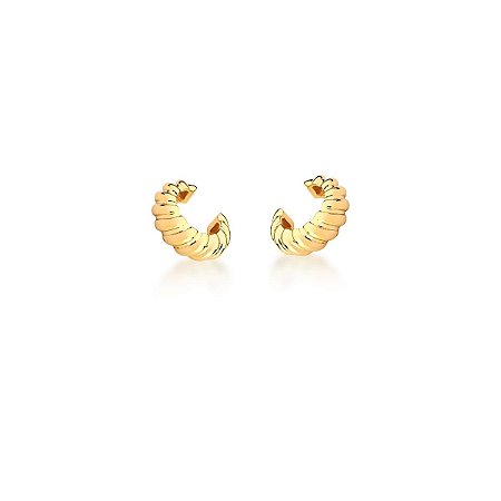 PIERCING DE ORELHA TRANÇADO E LISO BANHADO A OURO