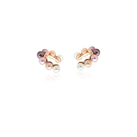 PIERCING DE ORELHA COM PEROLAS QUATRO TONS BANHADO A OURO ROSÊ