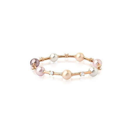 PULSEIRA COM PÉROLA EM QUATRO TONS BANHADA A OURO ROSÊ