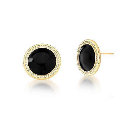 BRINCO REDONDO ESMALTADO PRETO