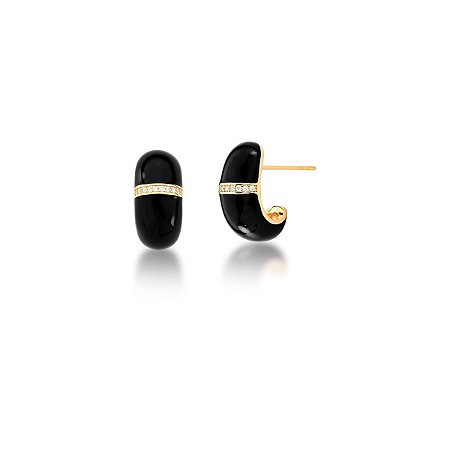 MEIA ARGOLA ESMALTADO PRETO
