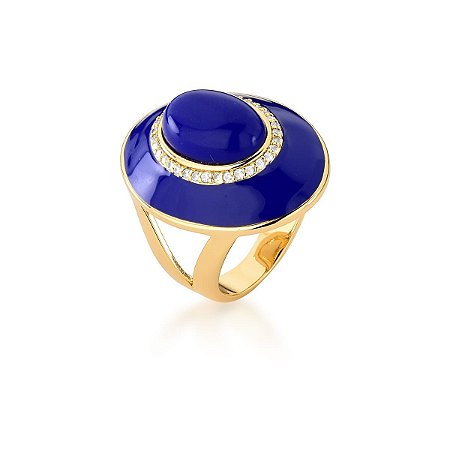 ANEL OVAL ESMALTADO LÁPIS-LAZÚLI