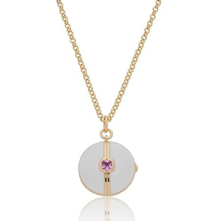 COLAR RELICARIO PINK MOMENTS DOURADO/BRANCO SJ