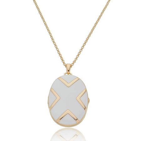 COLAR RELICARIO BIG MOMENTS DOURADO/BRANCO SJ
