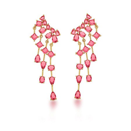 BRINCO EAR CUFF COM  CRISTAIS PINK SM
