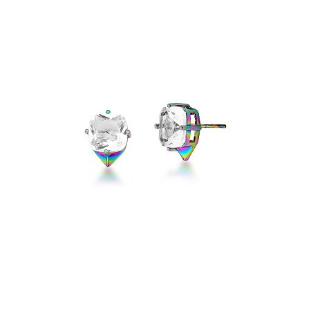 BRINCO COM CRISTAL QUADRADO INCOLOR BANHADO A FURTA COR SM