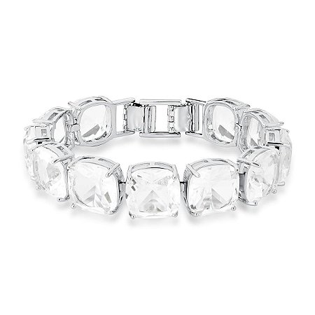 PULSEIRA COM CRISTAIS QUADRADOS INCOLOR BANHADA A RÓDIO SM
