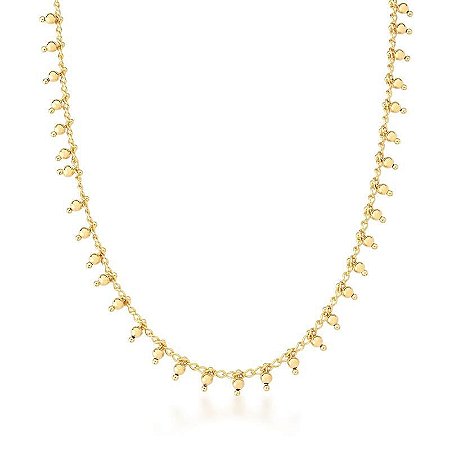 COLAR BOLINHAS PENDURADAS BANHADO A OURO 45CM SM