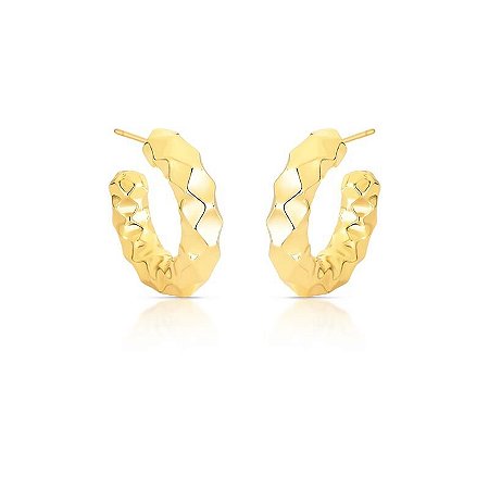 BRINCO MEIA ARGOLA TEXTURIZADO BAN. OURO SM
