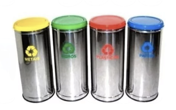 Lixeira Coleta Seletiva Aço Inox 40,5L