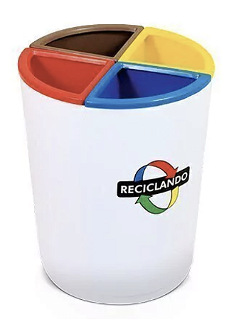 Lixeira Redonda Plástica com 4 Divisórias 24L