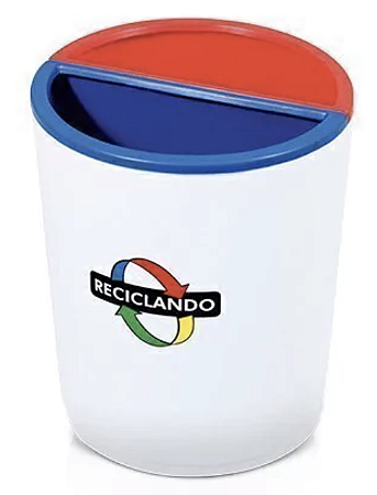 Lixeira Redonda Plástica com 2 Divisórias 24L