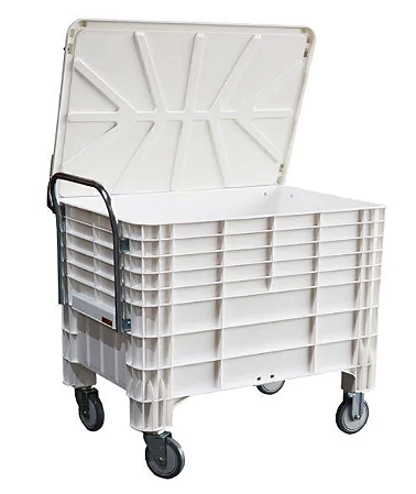 Carro Coletor Contentor Plástico com Tampa 370L