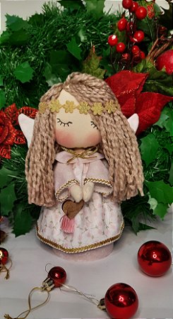 Boneca Anjelica peso de papel e decoração batizado e natal.