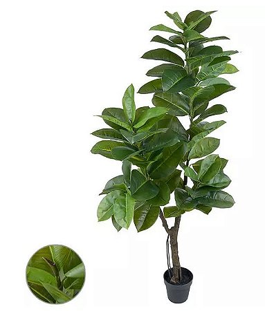 Planta Árvore Artificial Ficus Elástica Real Toque Verde 1,78m