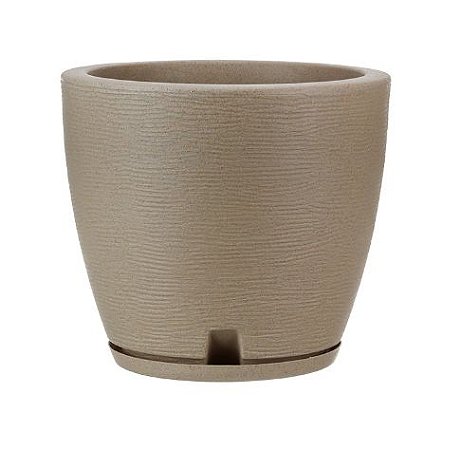 Vaso Cachepot de Plástico Cônico Amsterdã Bege Solido 27x28