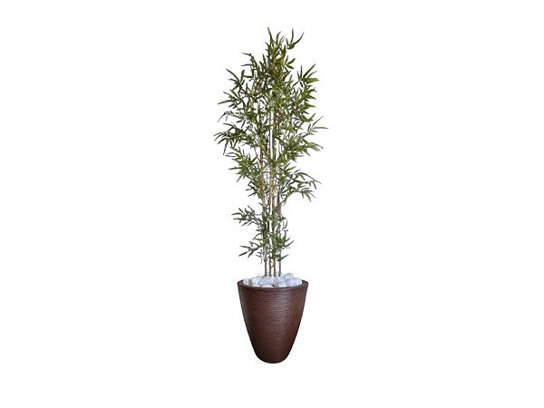 Planta Árvore Artificial Bambu 2,11m Com Vaso Marrom 44