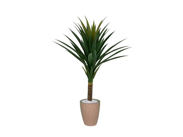 Planta Árvore Artificial Yucca Verde 95cm Kit + Vaso E. Bege 32cm