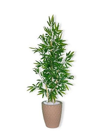 Planta Artificial Bambu 1,2 m Kit + Vaso E. Bege 32cm