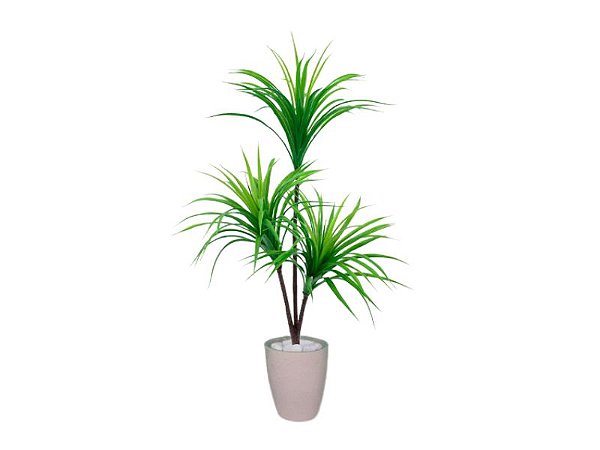 Planta Artificial Árvore Yucca Verde 1,10m Kit + Vaso S. Bege 30cm