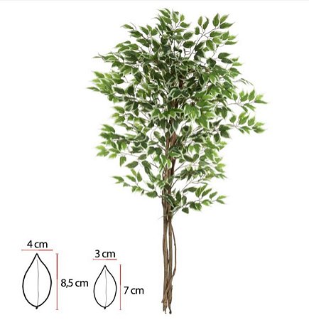 Planta Árvore Artificial Ficus Verde Creme 1,50m