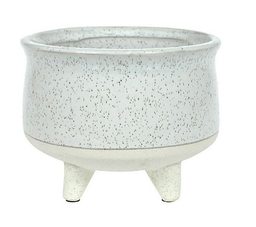 Vaso Cerâmica com Pés Branco Bege 9x13cm