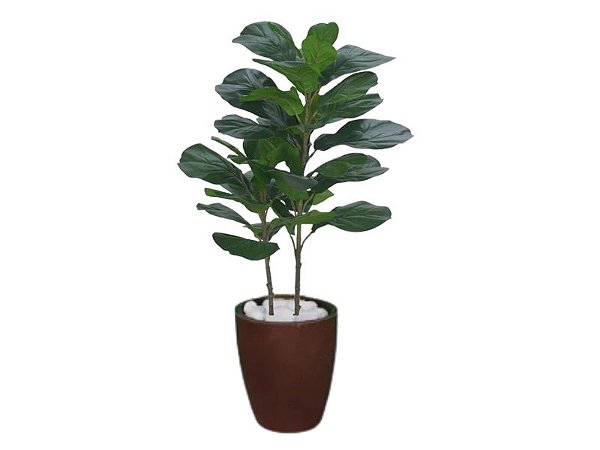 Planta Árvore Artificial Ficus Lyrata Real Toque Verde 1m Kit + Vaso S. Marrom 30 cm