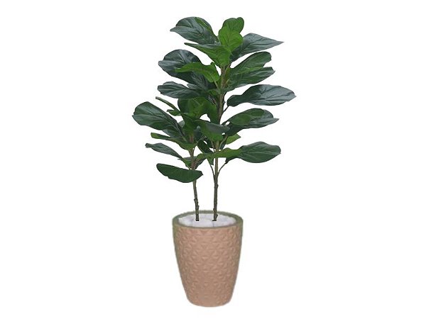 Planta Árvore Artificial Ficus Lyrata Real Toque Verde 1m Kit + Vaso E. Bege 30 cm
