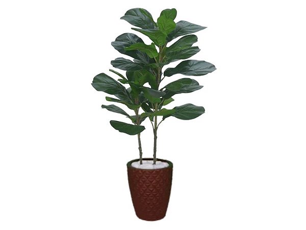 Planta Árvore Artificial Ficus Lyrata Real Toque Verde 1m Kit + Vaso E. Marrom 30 cm
