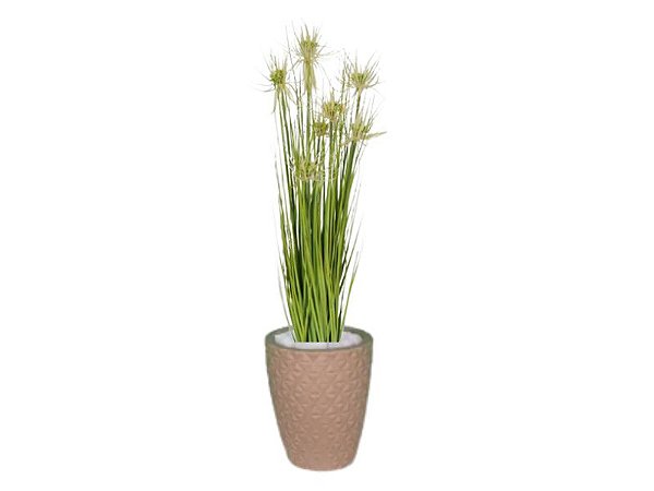 Planta Árvore Artificial Grass Com Flor 90 cm Kit + Vaso E. Bege 30 cm