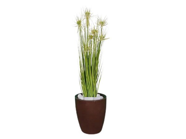 Planta Árvore Artificial Grass Com Flor 90 cm Kit + Vaso S. Marrom 30 cm